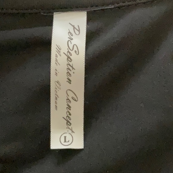 PerSeption Concept Black V-Neck Shirt with Gold Buttons, Large - Picture 5 of 8